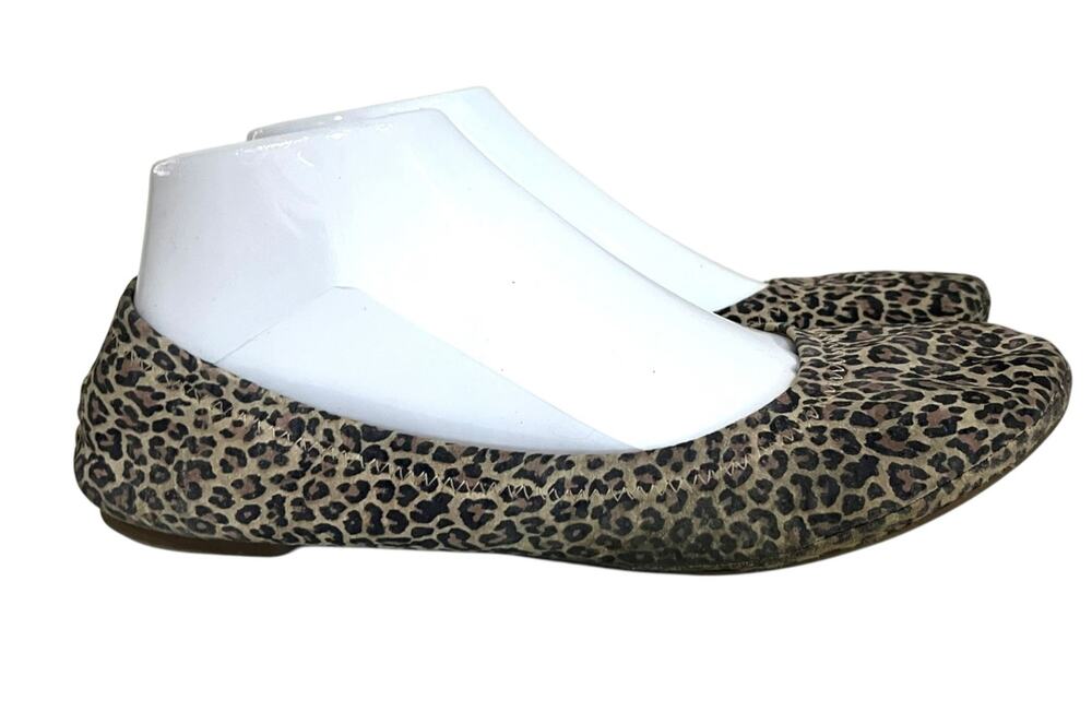 Lucky Brand Elainy leather leopard print round toe slip on ballet flats 8.5M/39